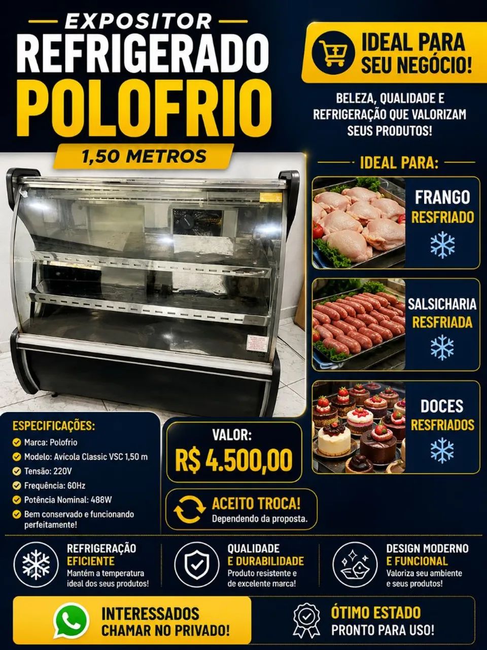 Açougue ou abatedouro freezer Espositor 
