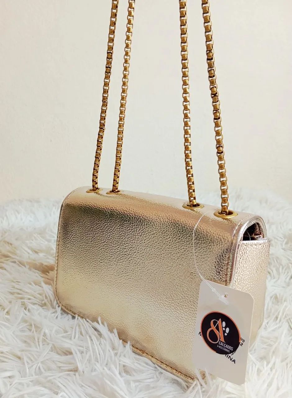 Bolsa Feminina Dourada Chiquérrima Nova - Foto 4