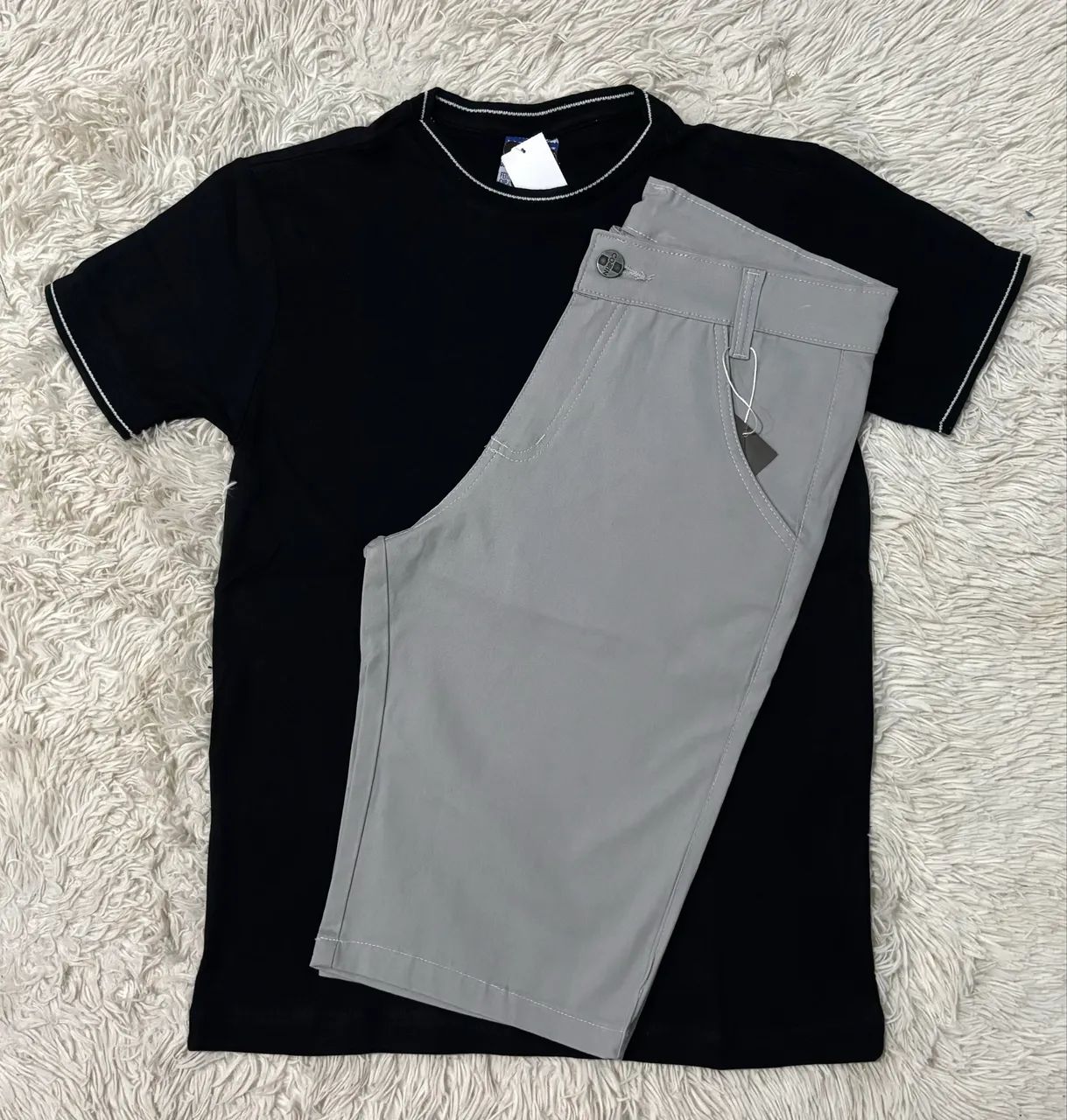 Kit Camisa Punho e Bermuda Sarja 