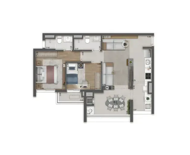 PLANTA 69m²