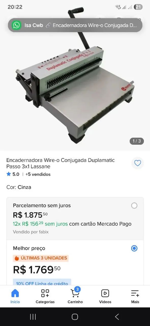 Vendo encadernadora Lassane 3x1 nova