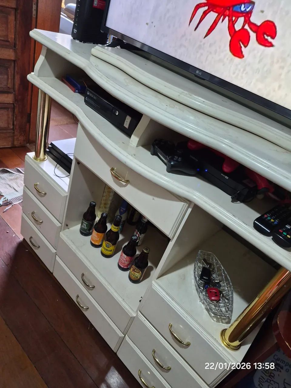 Rack de TV branco - madeira maciça - Foto 4