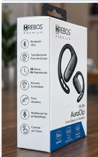 Fone Bluetooth Hrebos AuraClip EB-214 Open Ear 5.4 com Microfone - Foto 3