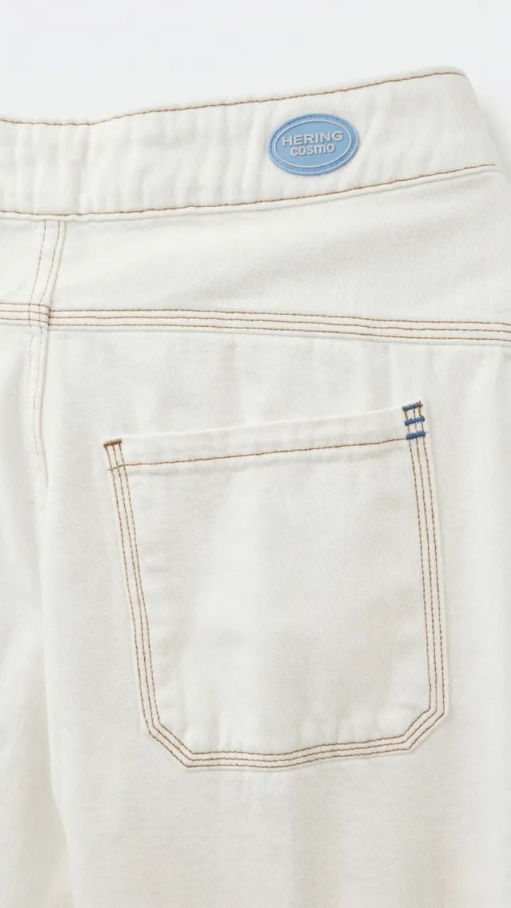 calça de sarja reta hering + cosmo - off white - Foto 3