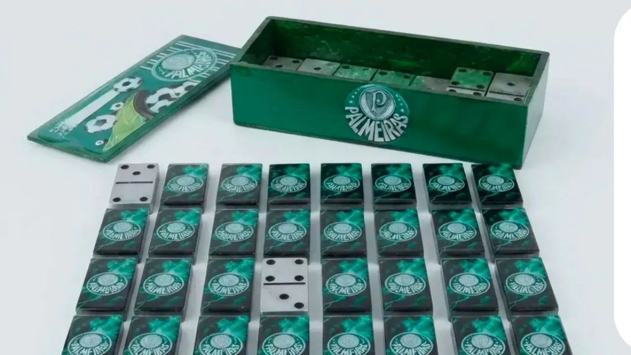 DOMINÓ DO PALMEIRAS EM RESINA PERSONALIZADO  - Foto 5