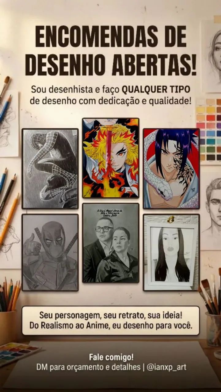 Desenhista e faço qualquer tipo de desenho com dedicação e Qualidade! [ LEIA A DESCRIÇÃO ]