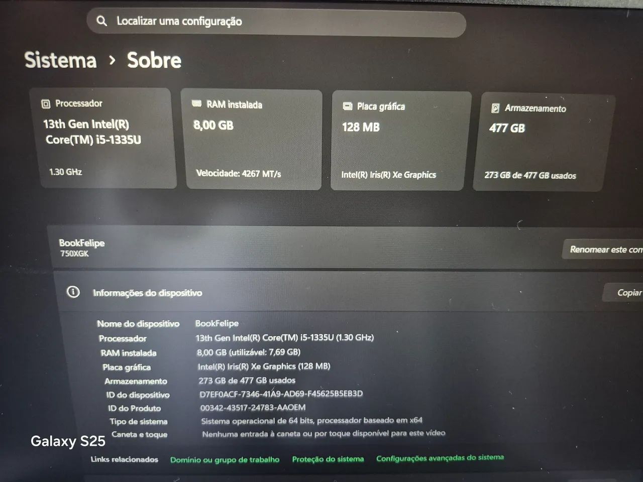 Notebook Samsung Galaxy Book4 i5 1335U com placa de video Intel e 8gb de Ram - Foto 4