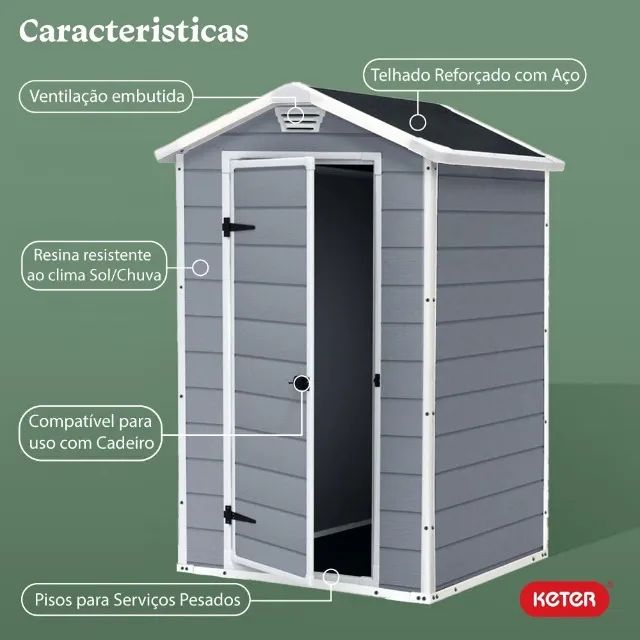Depósito de Jardim Multiuso 4x3 Manor Keter Armazem Externo Compacto e Resistente - Foto 3