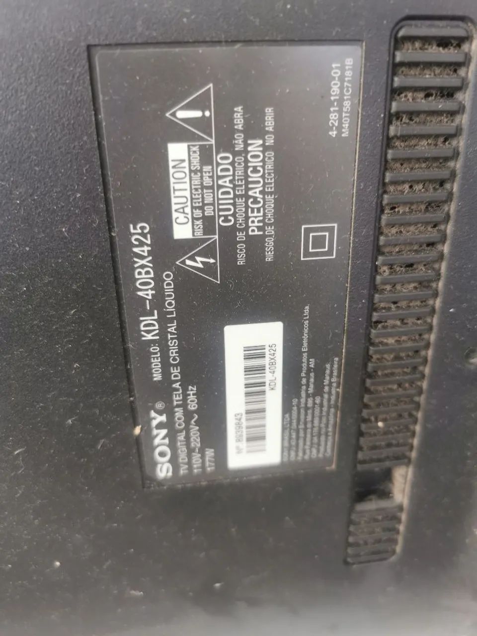 TV Sony Kdl40bx425 Defeito de Tela