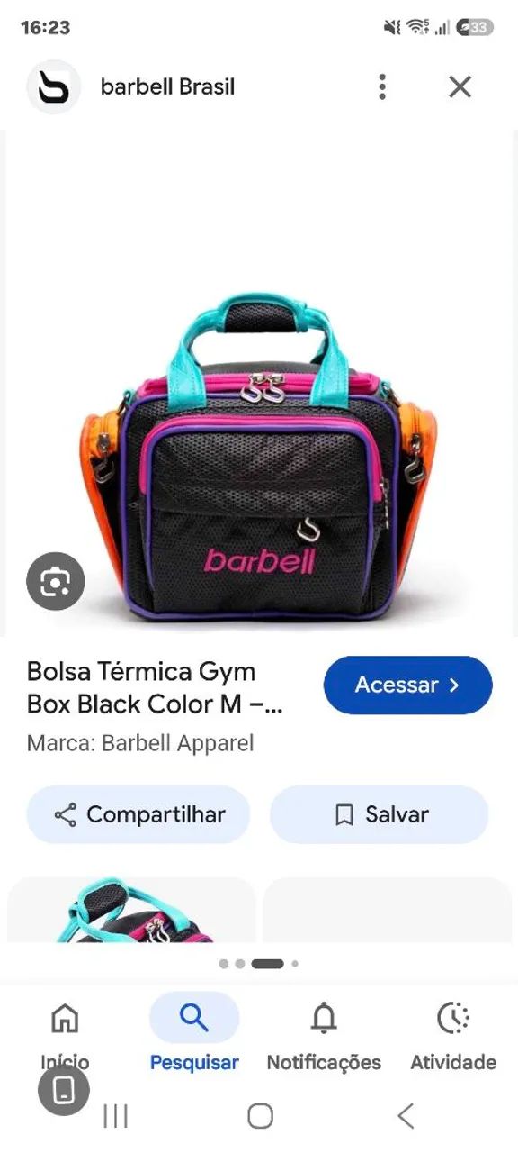 Uma bolsa térmica fitnes 