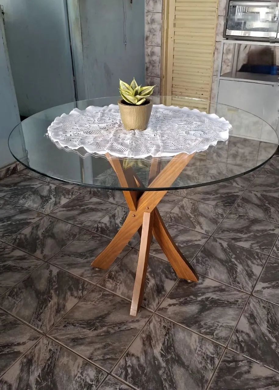 Mesa de vidro redonda 