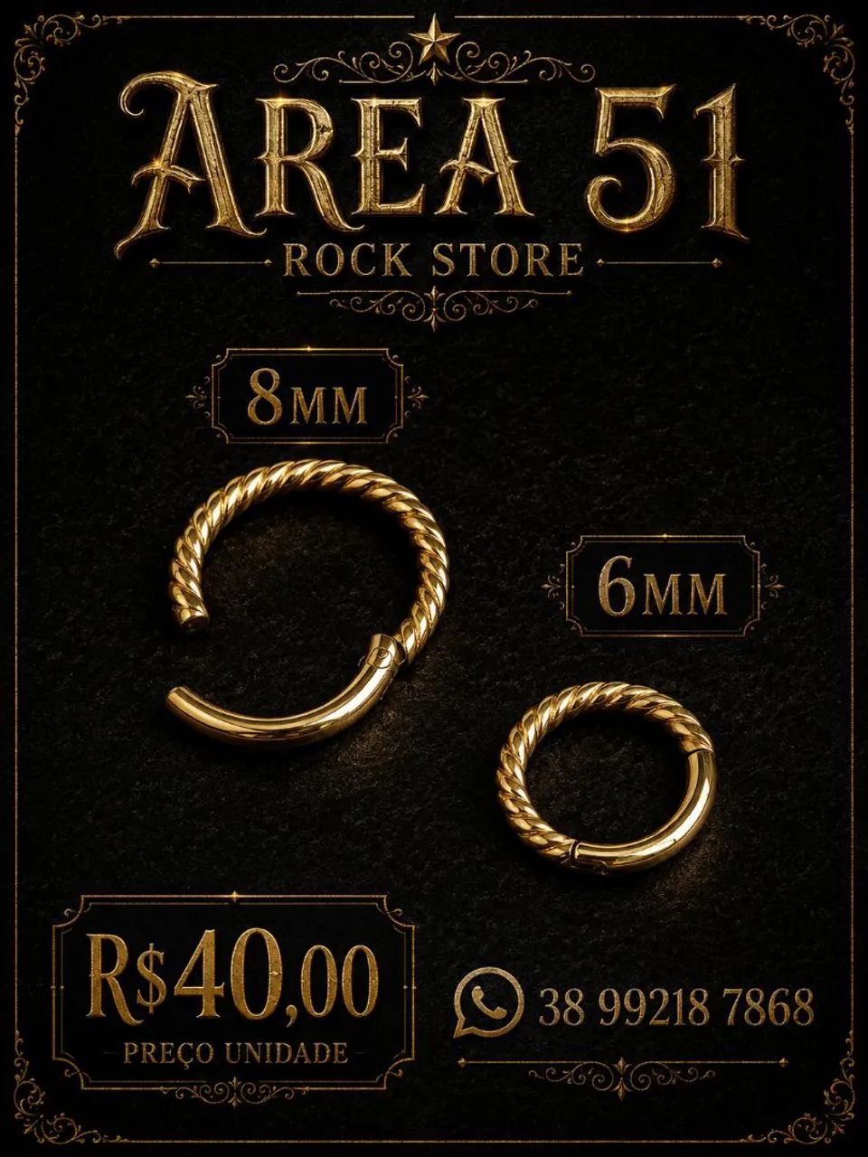 Piercing segmento argola trançada PVD Gold  - Foto 2