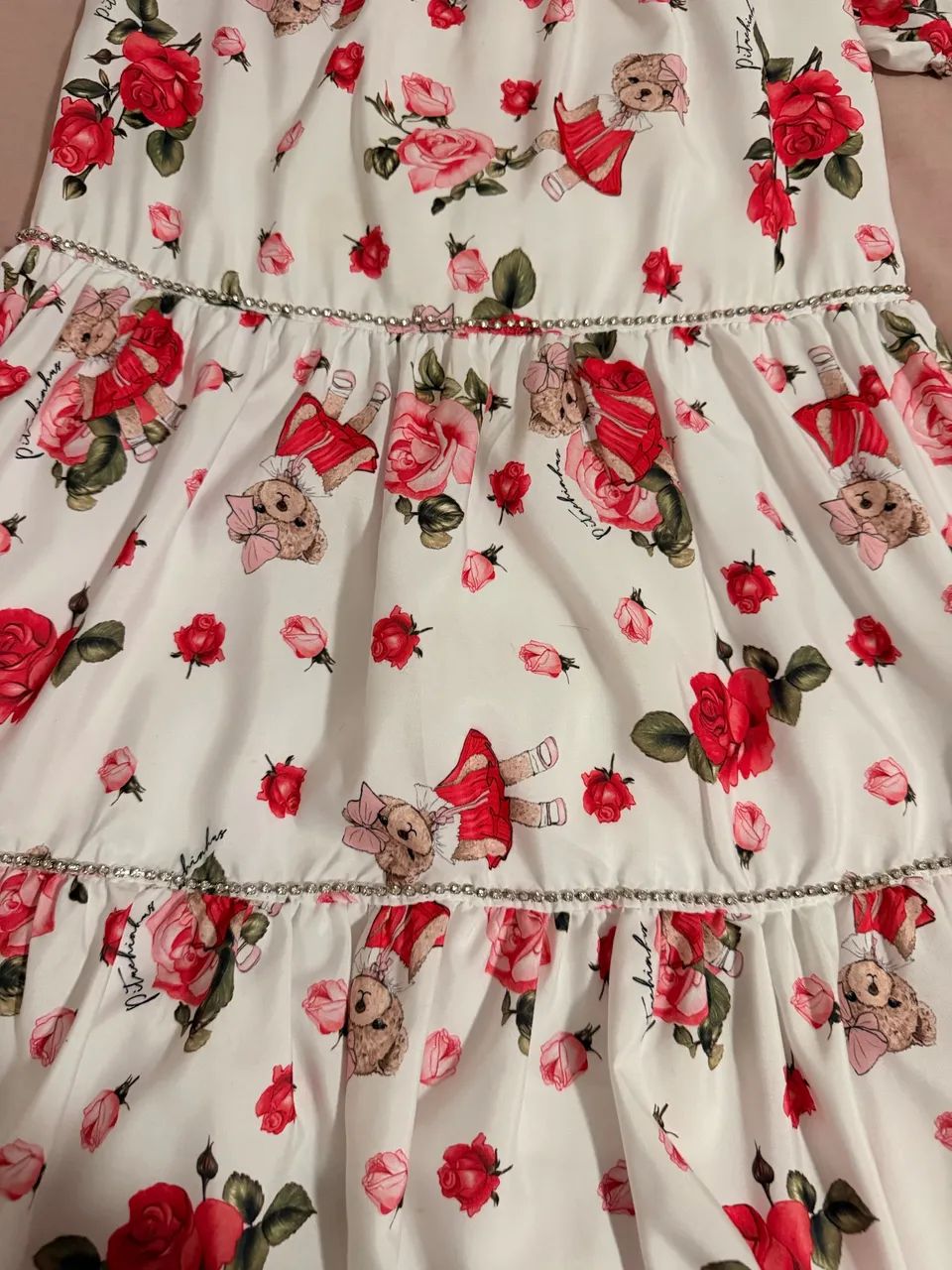 Vestido Pituchinhus tamanho 10 ursonho com strass semi novo  - Foto 2