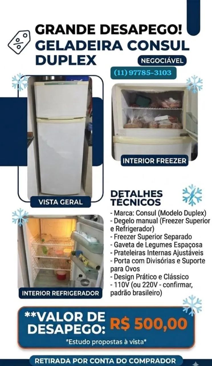 GELADEIRA DUPLEX CONSUL