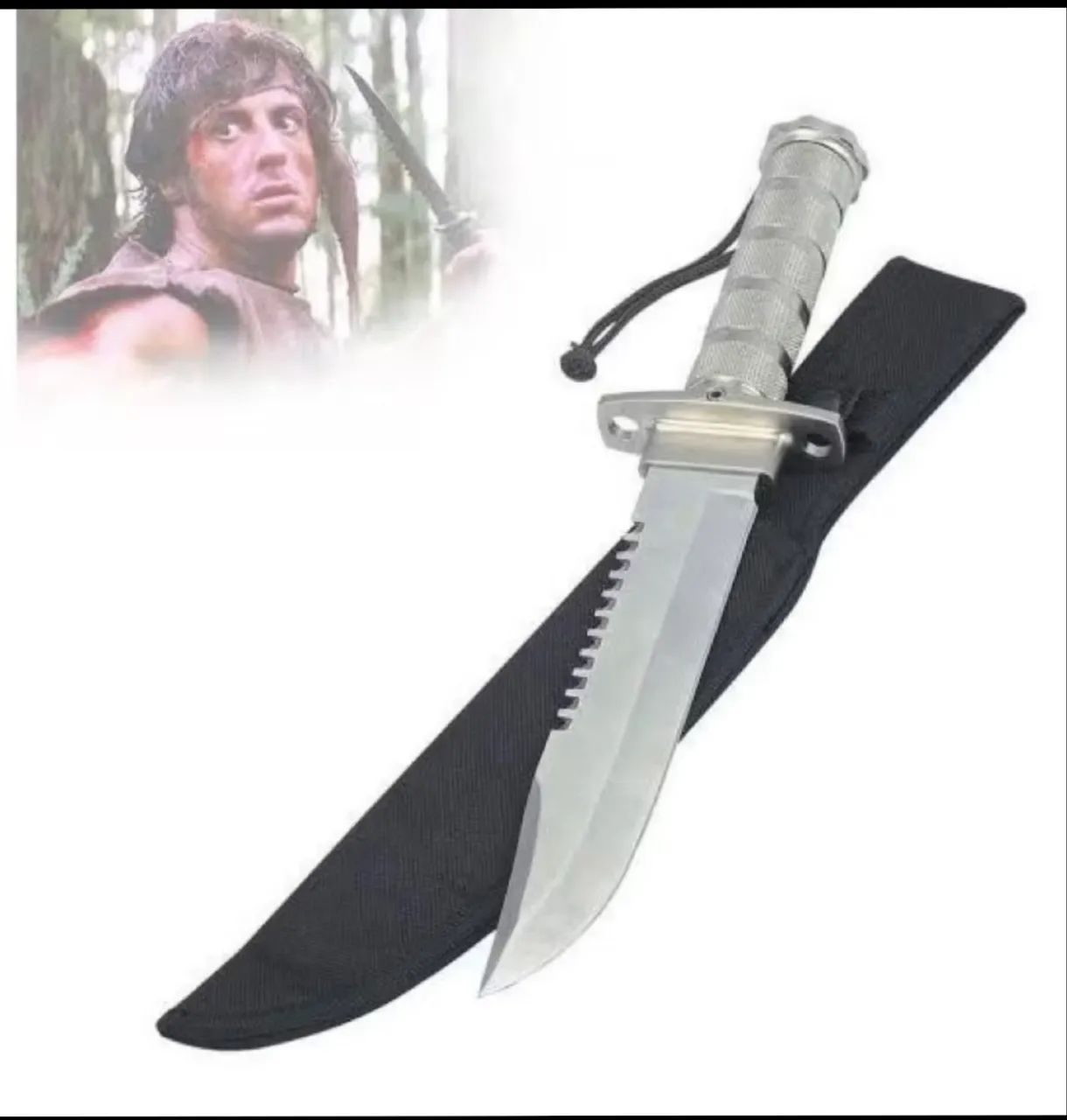 FACA RAMBO MILITAR AÇO INOX 