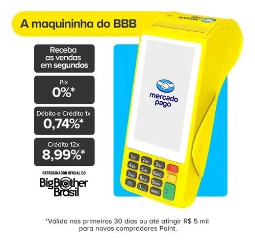 Point Pro 3 Mercado Pago Imprime o Comprovante Maquininha Cartao 4g C/Tela Touch - Chip - Foto 3
