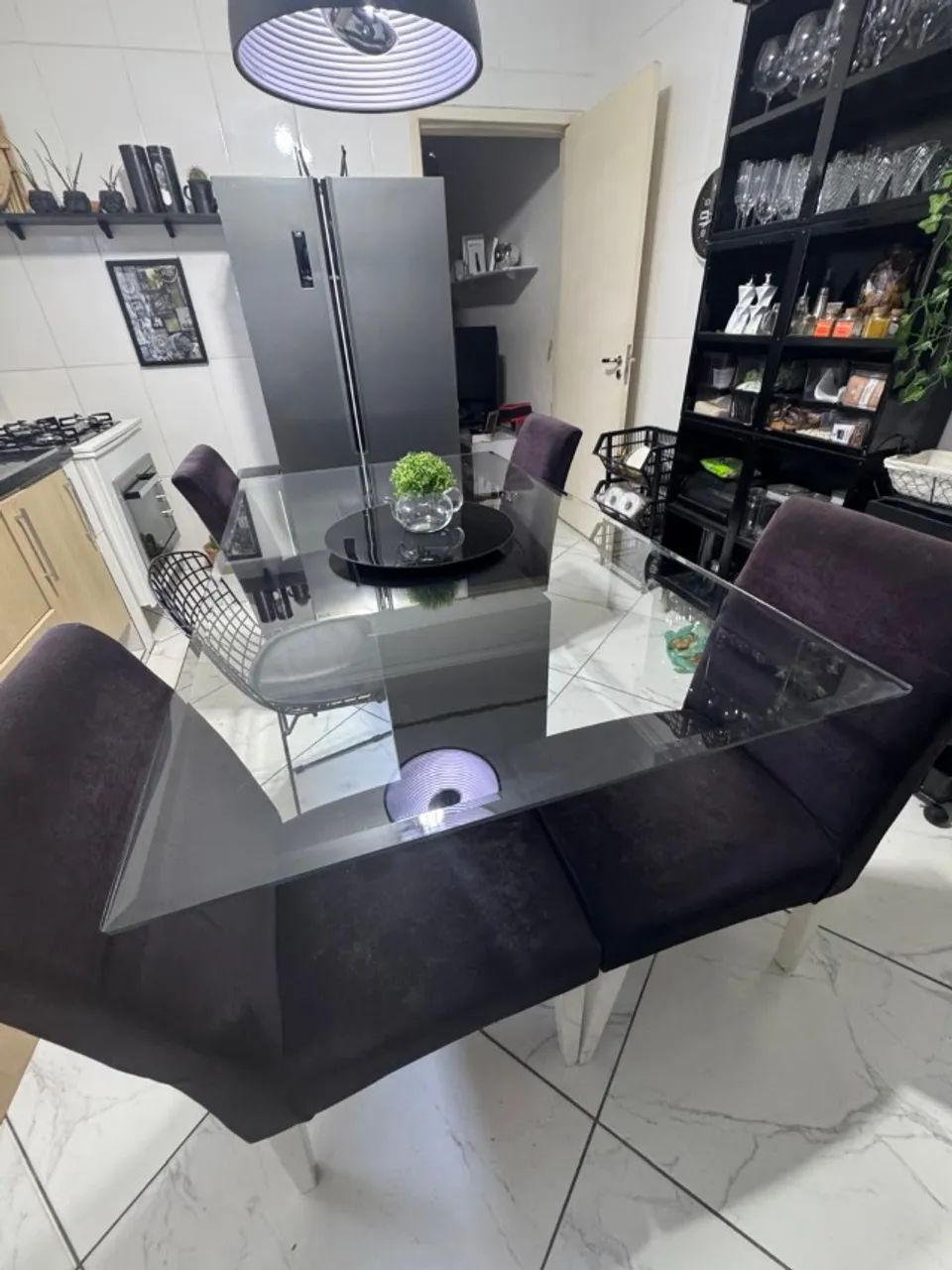Mesa de Jantar retangular de vidro até 6 lugares