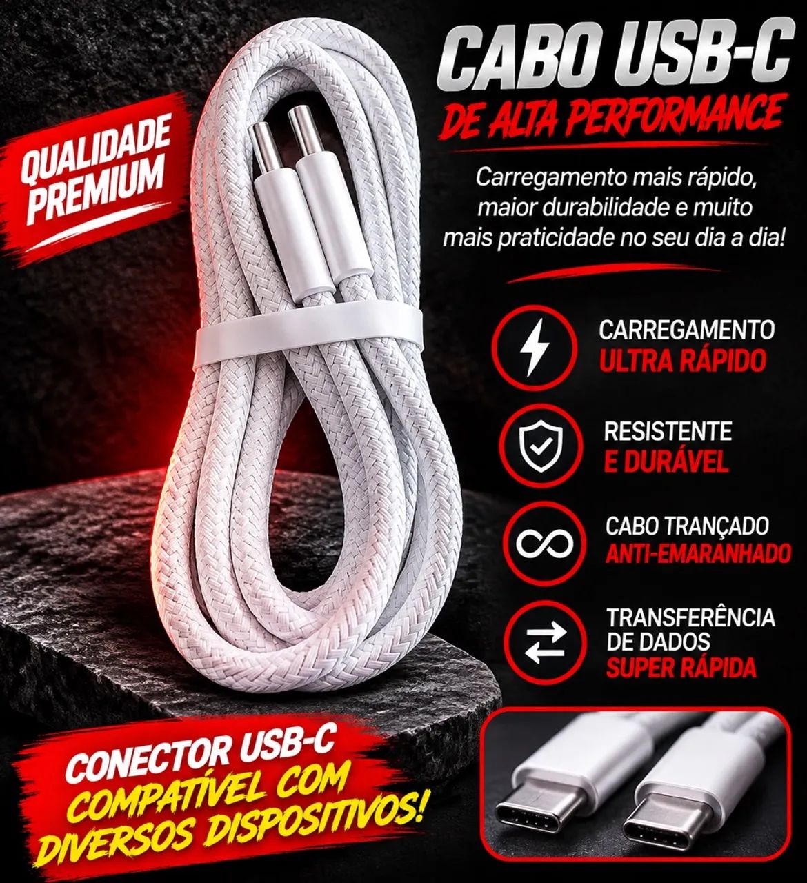 Cabo tipo-C carregador  - Foto 2