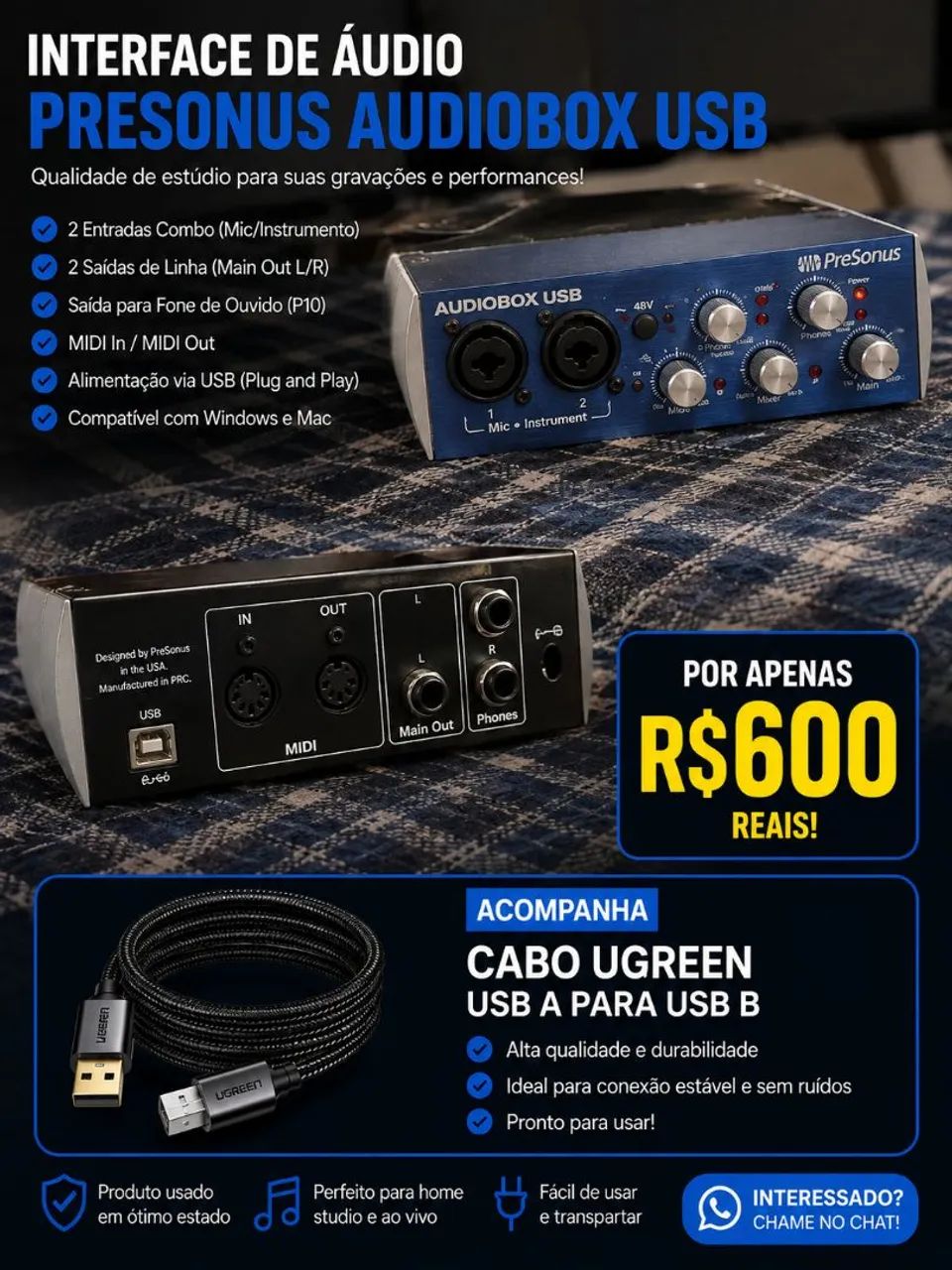 Interface Presonus ou troca. Leia, leia com atenção!