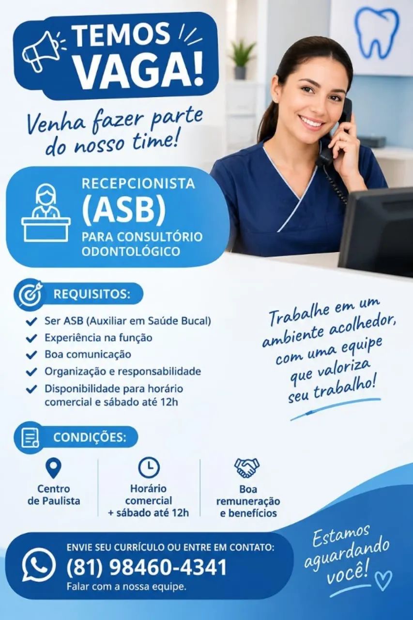 Vaga Recepcionista ASB