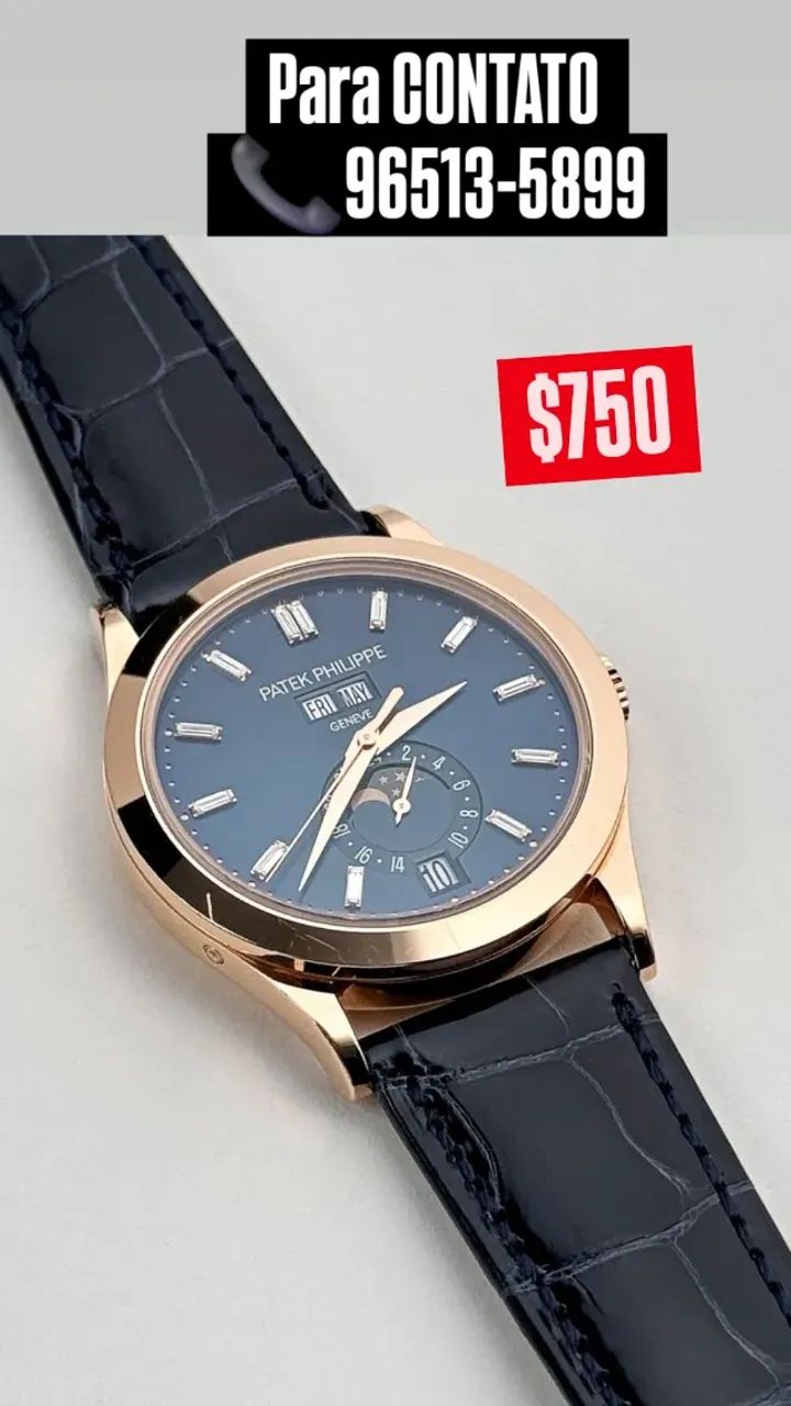 Relógio PATEK PHILIPPE AUTOMÁTICO - COURO GENUÍNO  - Foto 2