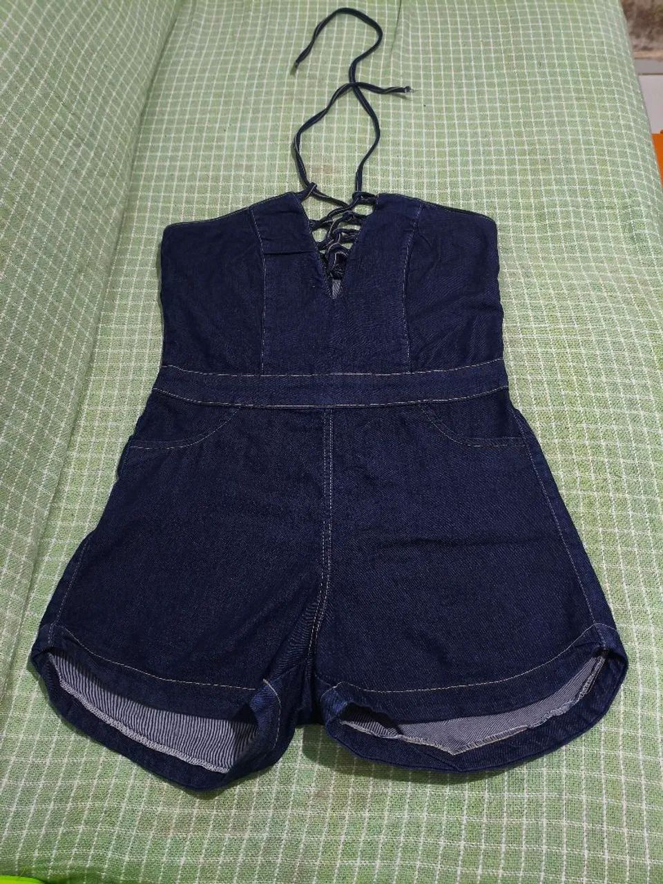Macaquinho jeans M grande 