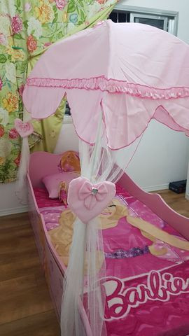 Cama Barbie Star Com Dossel Pura Magia - Rosa - Foto 3