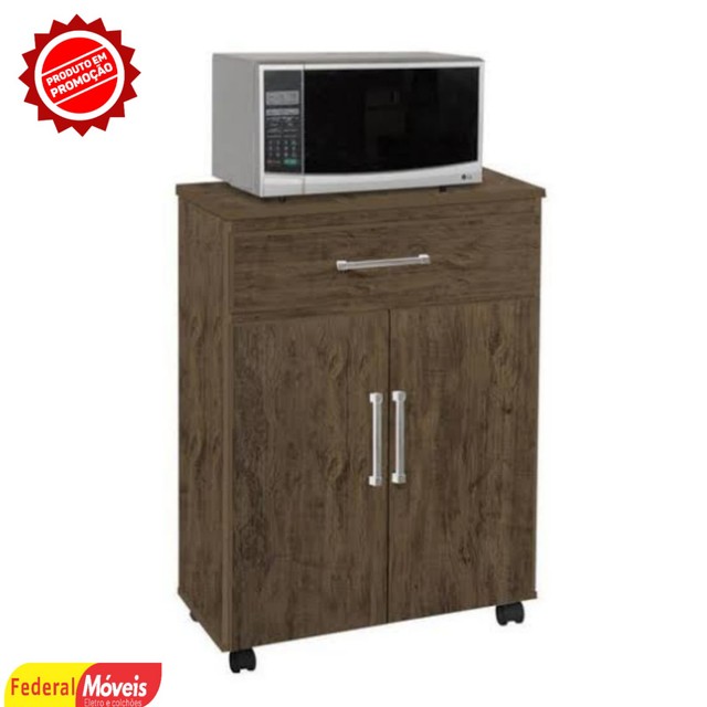 Balcão para Microondas com gavetas e rodízios - Novo na Caixa 