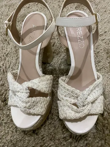 Sandália Plataforma Crochê Natural Off White