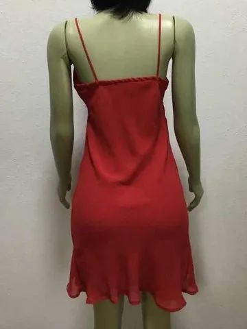 Vestido Casual Tamanho P Curto Vermelho Tomate Bom Estado - Foto 6