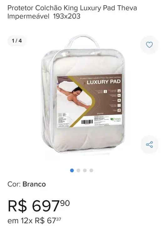 Protetor / Capa de Colchão Super King Impermeável Theva Luxury Pad