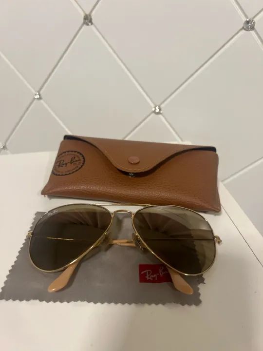Ray-Ban Aviator Gradient Dourado 58 Original C/ Estojo - R$349 - Foto 5