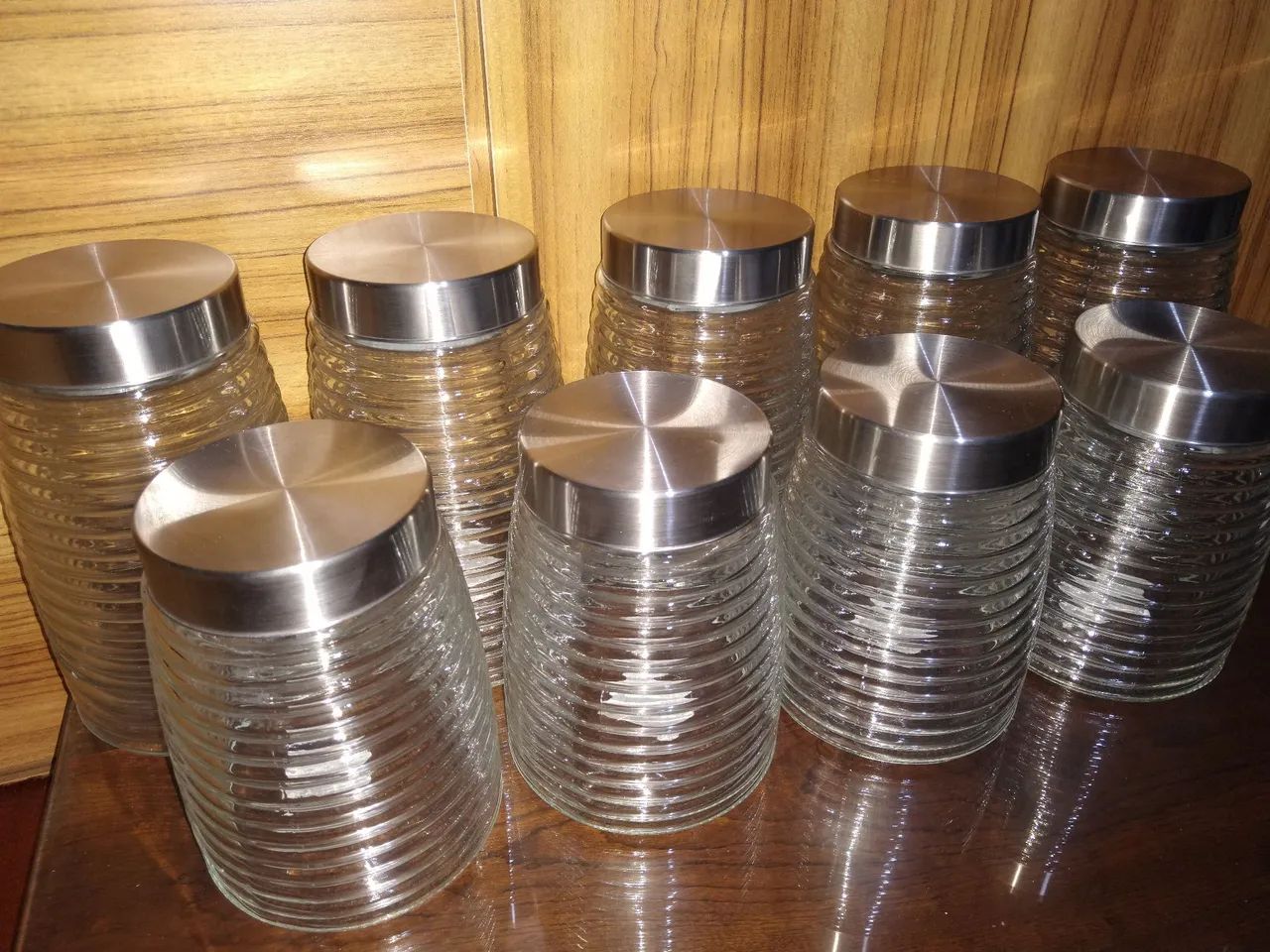 Potes Vidro Tampa Aço Inox/Novo!!! R$ 25,00(1,3L)/35,00(1,7L)<br>(1,7L)(1700ml)R$ 45,00
