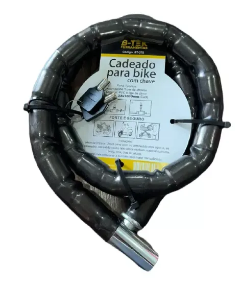 Cadeado Reforçado Para Moto E Bicicleta B-tek BT-378 com 1-Metro