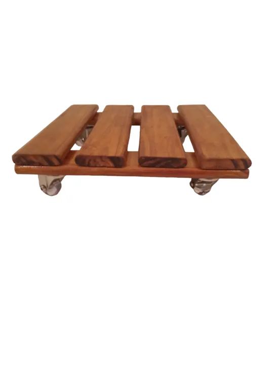 Suporte de Madeira para Vasos de Plantas/ Botijão com Rodízio de Silicone