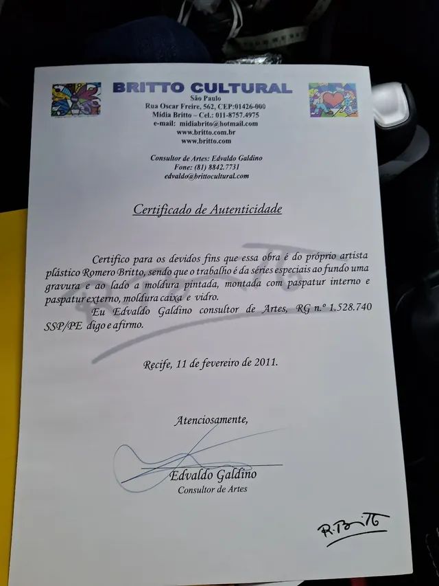 Quadros pequenos Romero Brito com certificado  - Foto 2