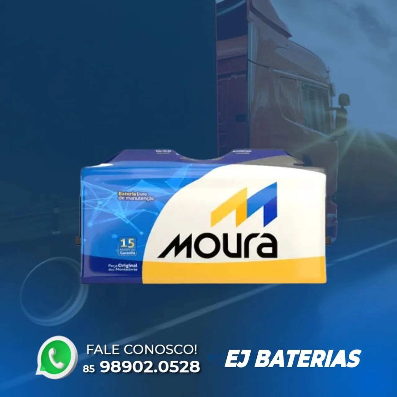 Bateria moura 150 amperes ônibus som automotivo 