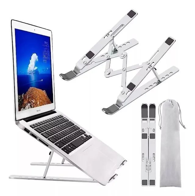 Suporte Apoio Base Ergonômico Regulável Aço Notebook/tablett Cor Prata - Foto 3