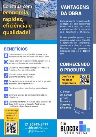 Parades prontas BlocokRio  90cm x 90 cm x 13 cm 
