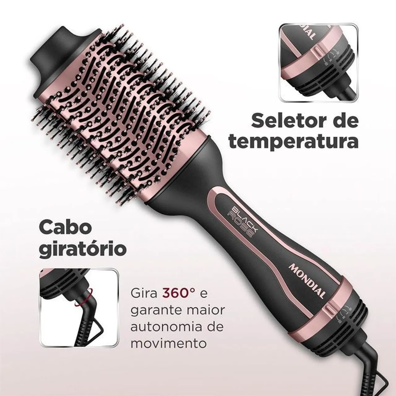 Escova Secadora Modeladora Mondial Black Rose Bivolt Modelo ES05 - Foto 2