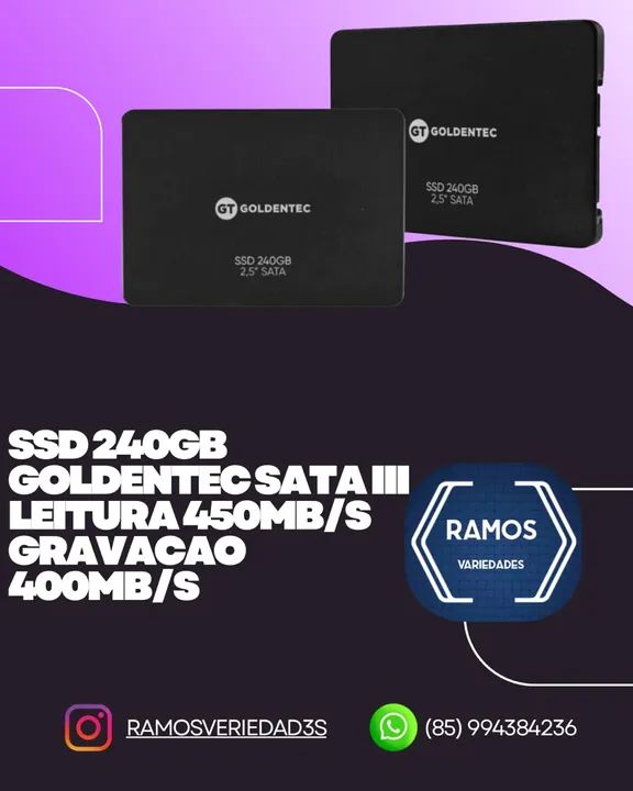 SSD 240GB Goldentec Sata III Leitura 450MB/S Gravacao 400MB/S