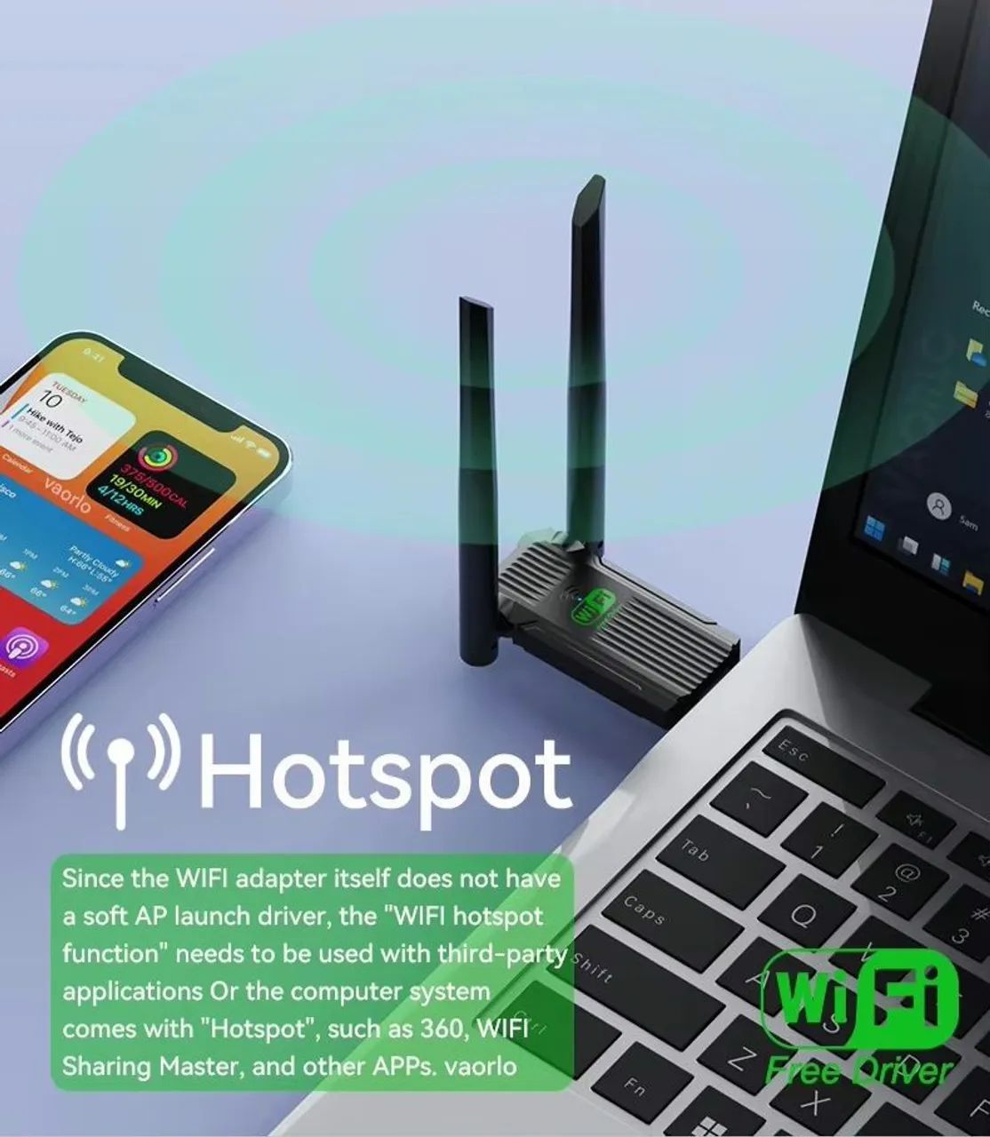 Adaptador USB WiFi Wireless 1200Mbps Dual Antena - Foto 4
