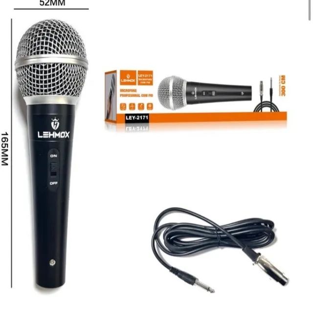  Microfone Com Fio Dinâmico Metal 3mts ley - Foto 6