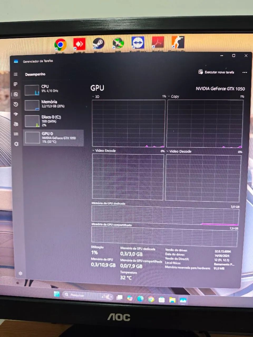 Placa de Video GTX 1050 3GB DDR5 Afox tudo funcionando sem defeitos. - Foto 5
