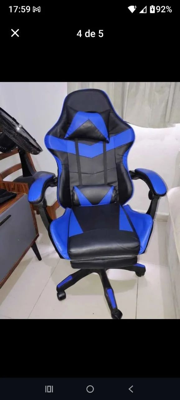 Cadeira gamer azul - Foto 4
