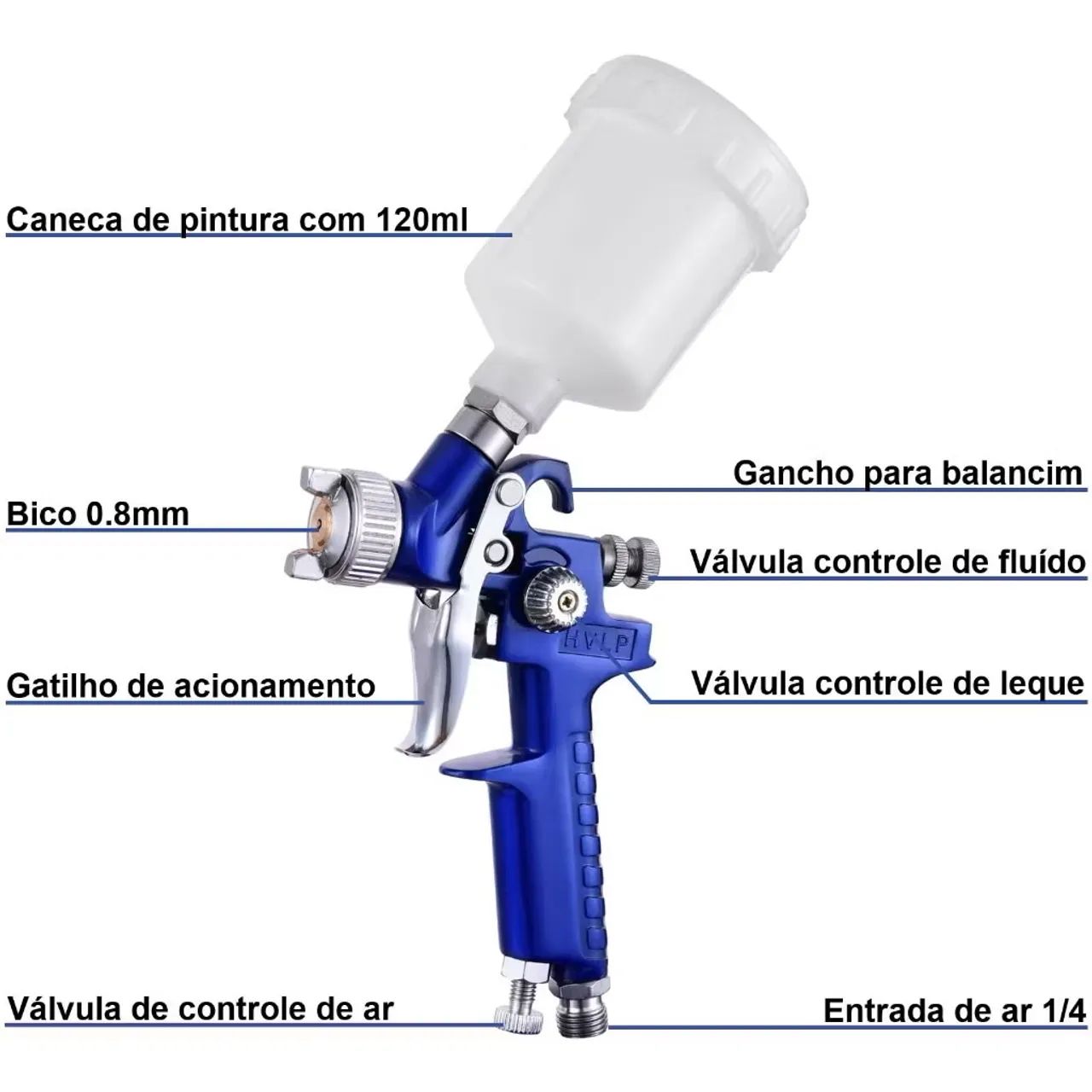 Pistola de Pintura HVLP Profissional Completa - Foto 6