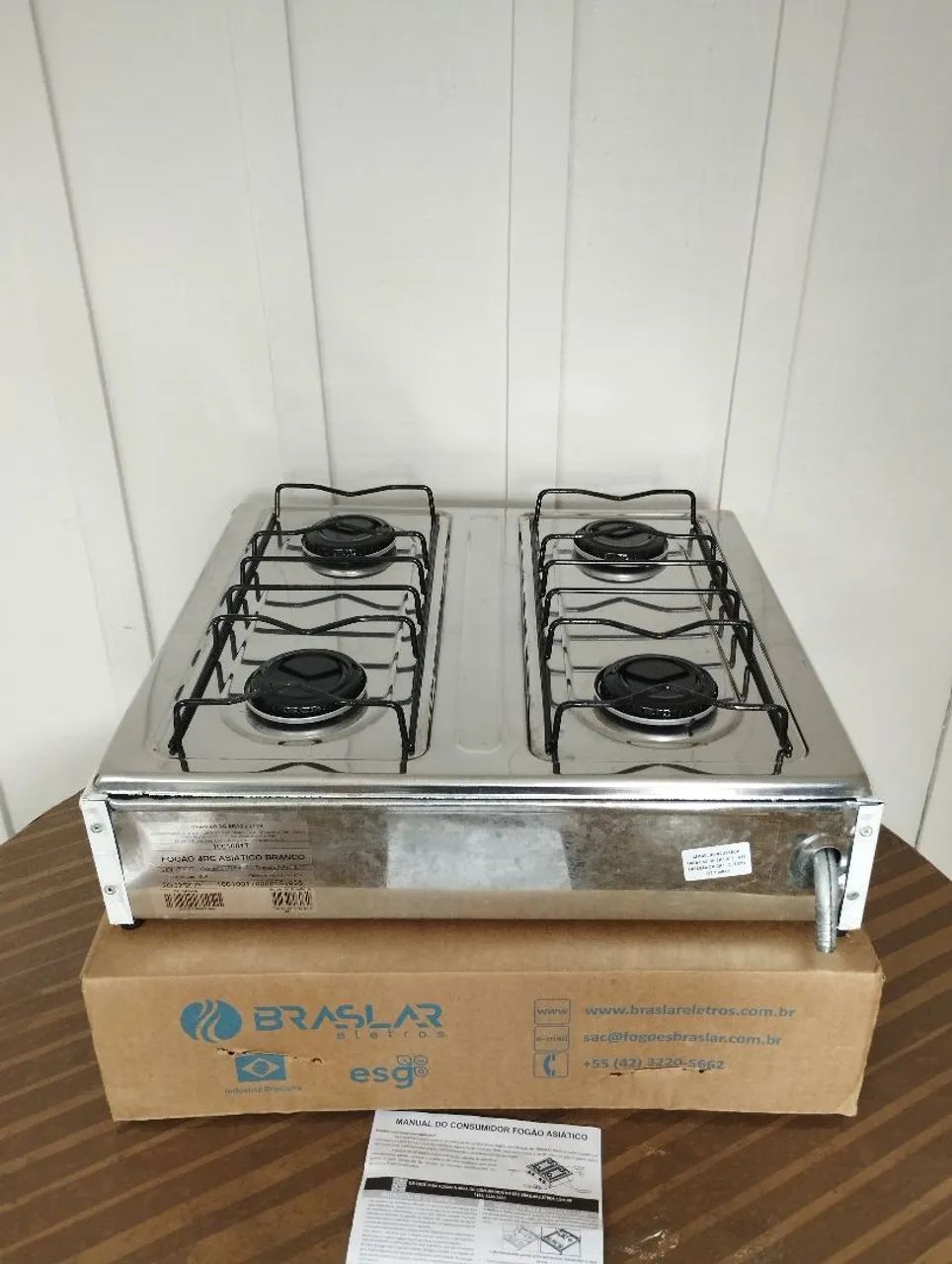 Fogão de mesa 4 bocas acendimento manual Braslar branco - Foto 3