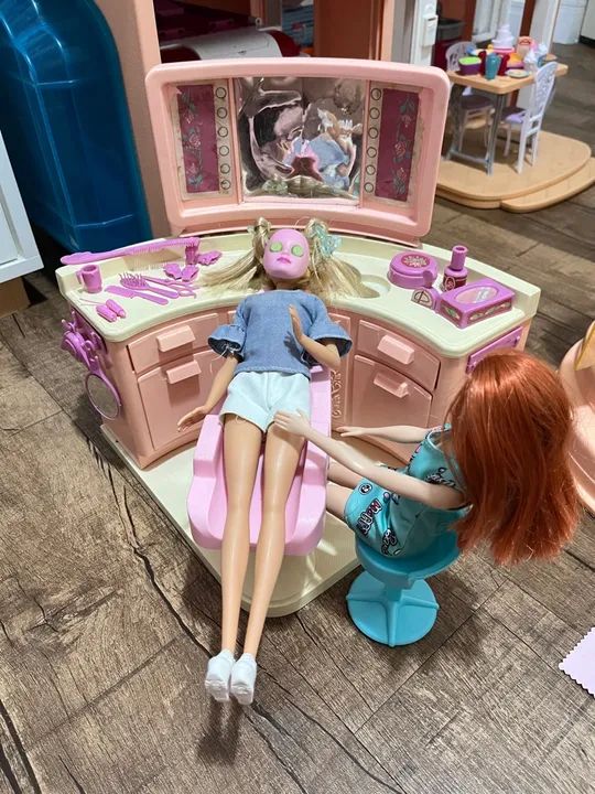 Conjunto de salão de beleza Barbie - Brincar de cabeleireira