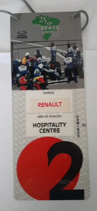 Credencial F1Gp São Paulo 1996