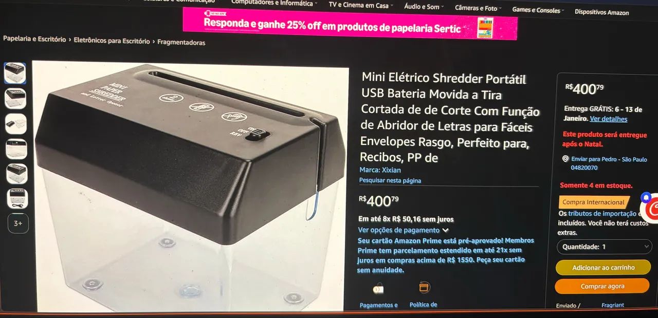 Mini Fragmentadora de Papel USB416602648646133761